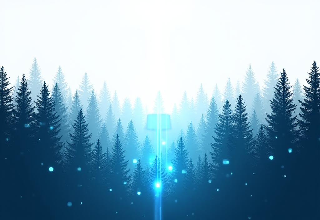 Abstract representation of secure data networking within a digital forest environment